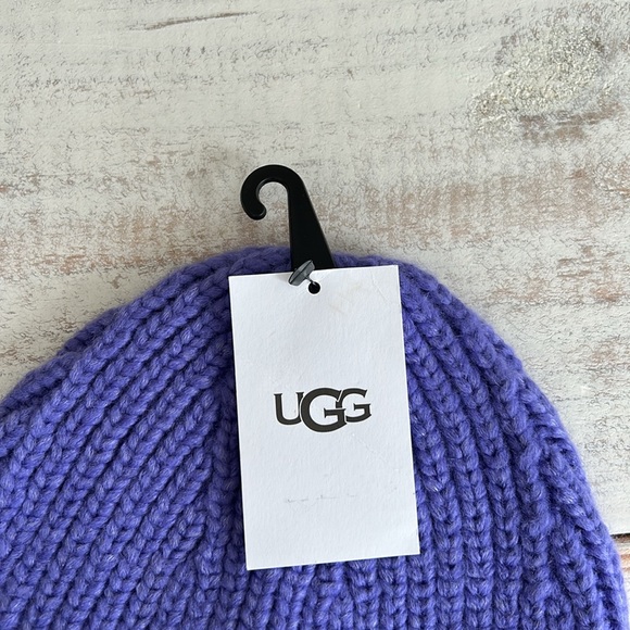 NWT UGG Chunky Rib Knit Beanie in Lupine Purple OS One Size Fits Most - Picture 3 of 6